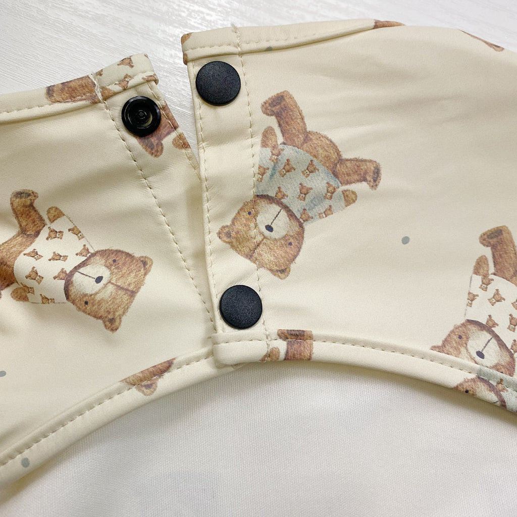 Long Sleeved Baby Bib - Teddy Bear Print