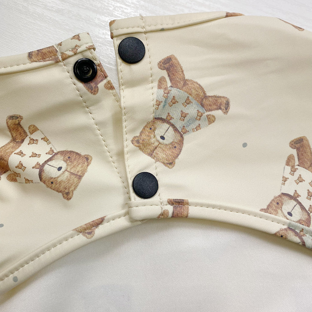 Long Sleeved Baby Bib - Teddy Bear Print