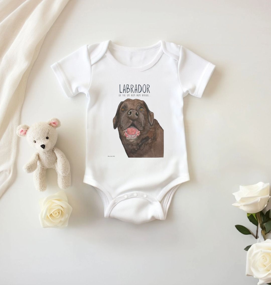 Chocolate Labrador Baby Bodysuit Organic Cotton