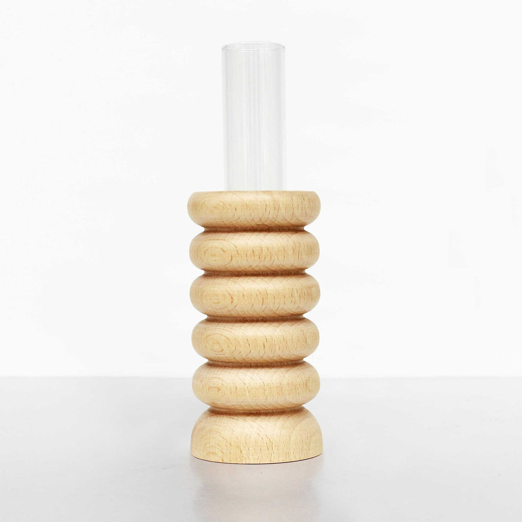 functional medium totem vase with glass insert on a clean kitchen counter