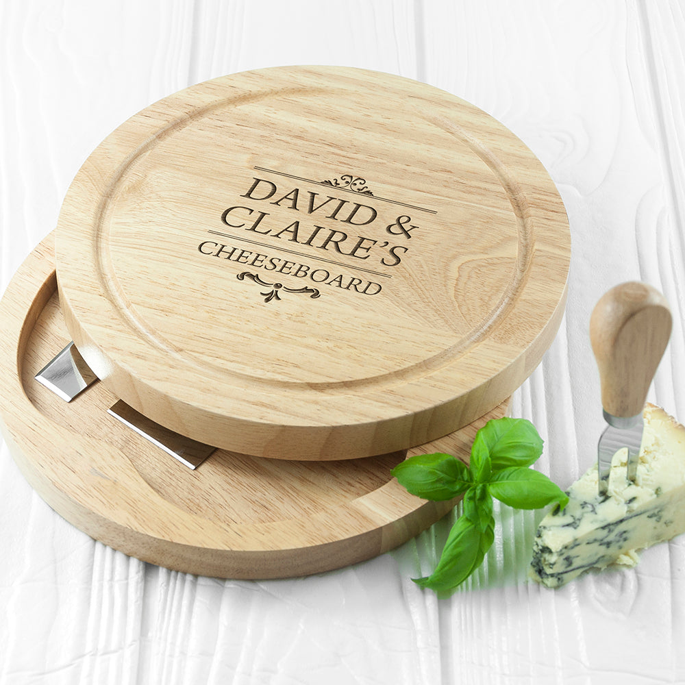Personalised Couple's Cheese Board Set with Knives