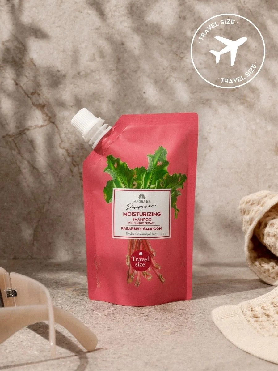 Travel-Friendly Magrada Rhubarb Shampoo - Ideal for Dry Scalp & Damaged Hair by Magrada Organic Cosmetics at www.brixbailey.com