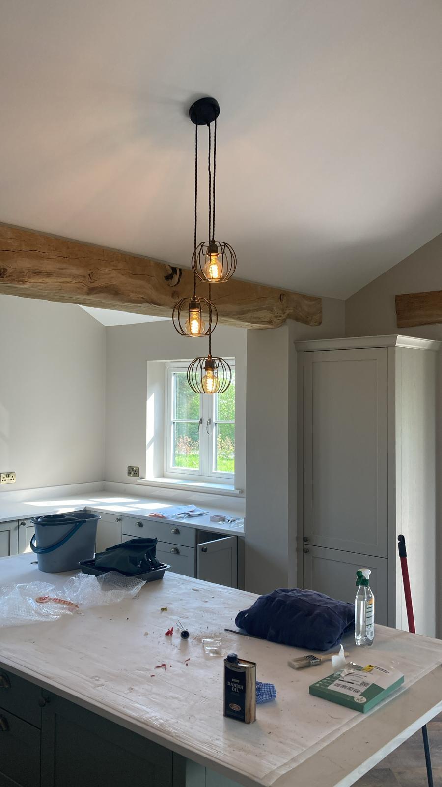 Triple Cluster Pendant Light with Pumpkin Cages