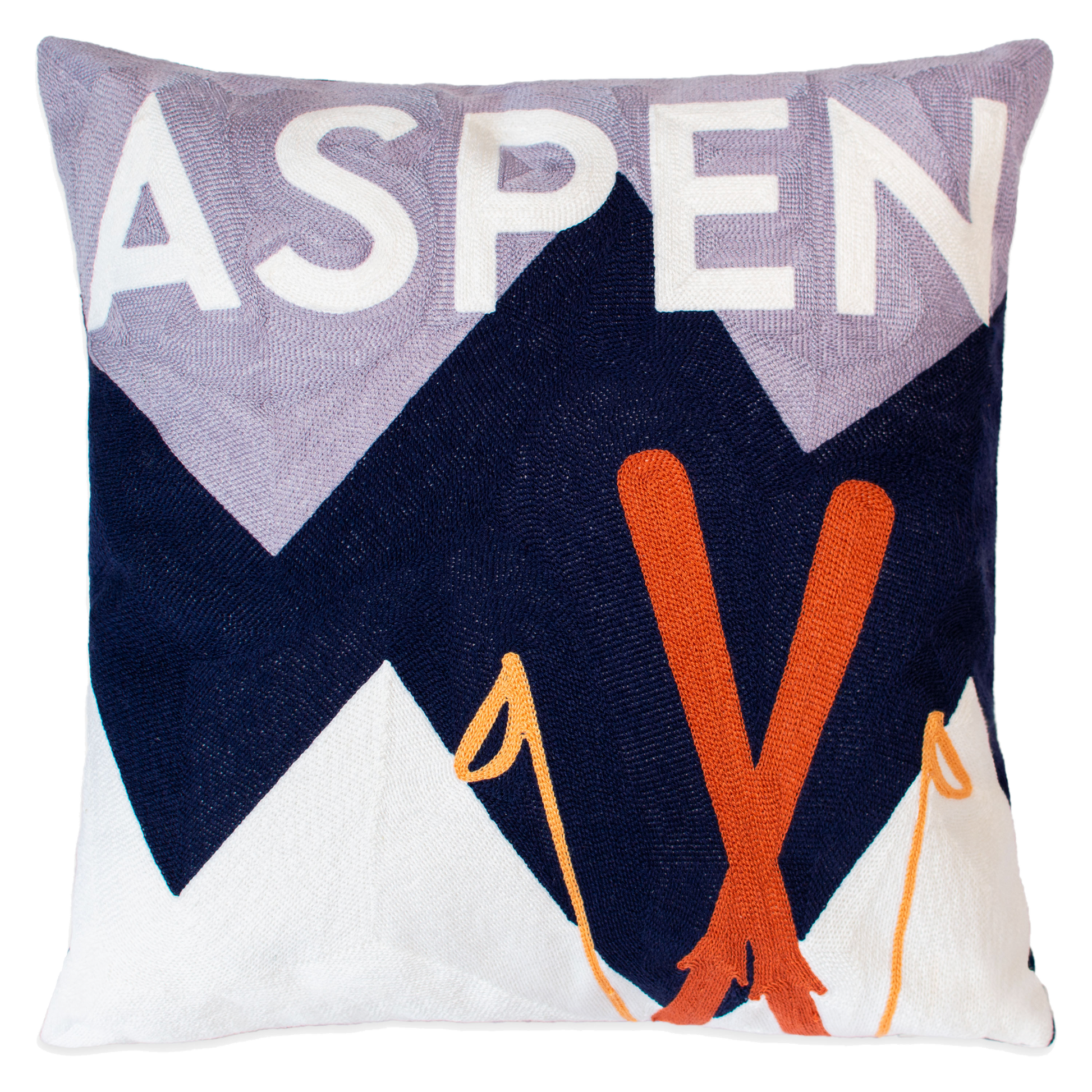 Aspen Needlepoint Cushion in Blue and White