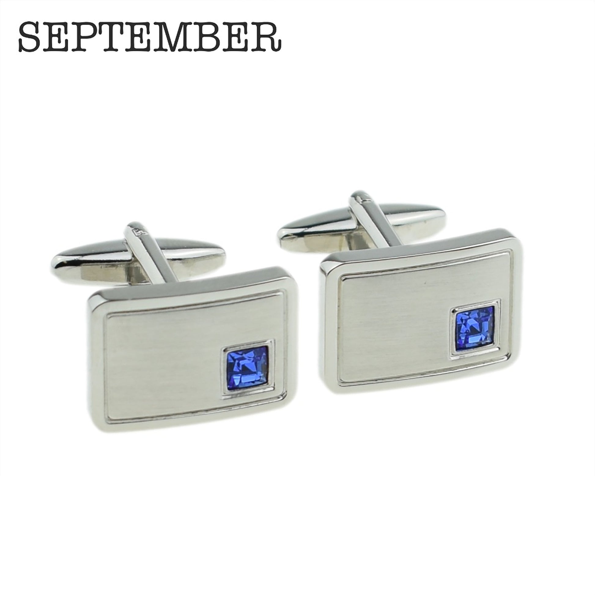 Personalised Rhodium Plated Birthstone Crystal Cufflinks