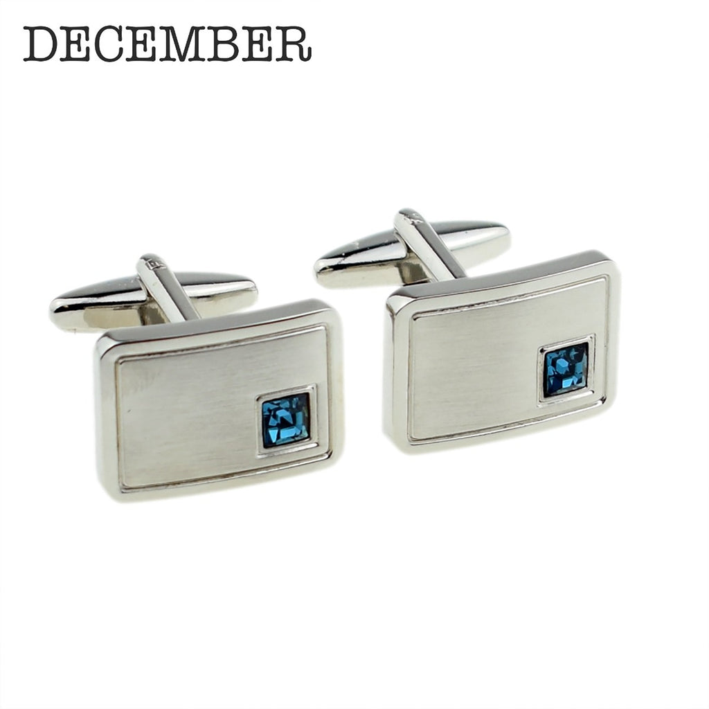 Personalised Rhodium Plated Birthstone Crystal Cufflinks