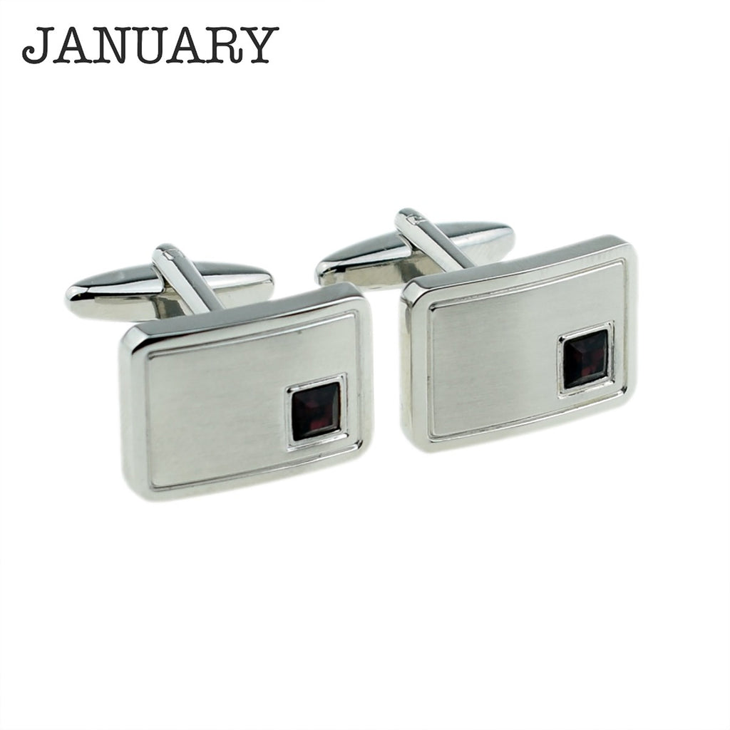 Personalised Rhodium Plated Birthstone Crystal Cufflinks