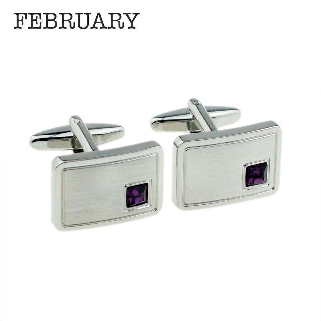 Personalised Rhodium Plated Birthstone Crystal Cufflinks