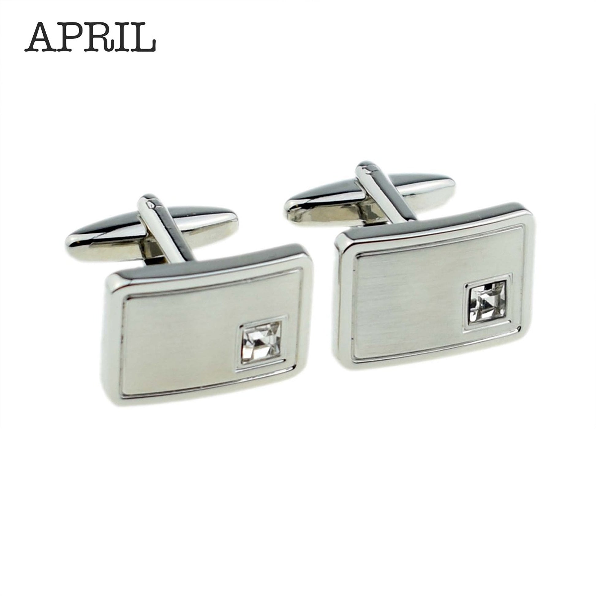 Personalised Rhodium Plated Birthstone Crystal Cufflinks
