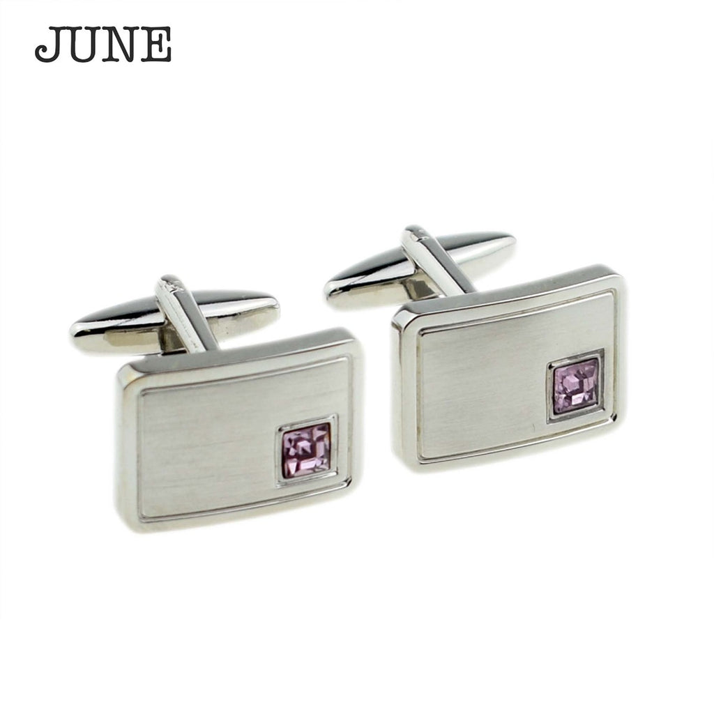 Personalised Rhodium Plated Birthstone Crystal Cufflinks