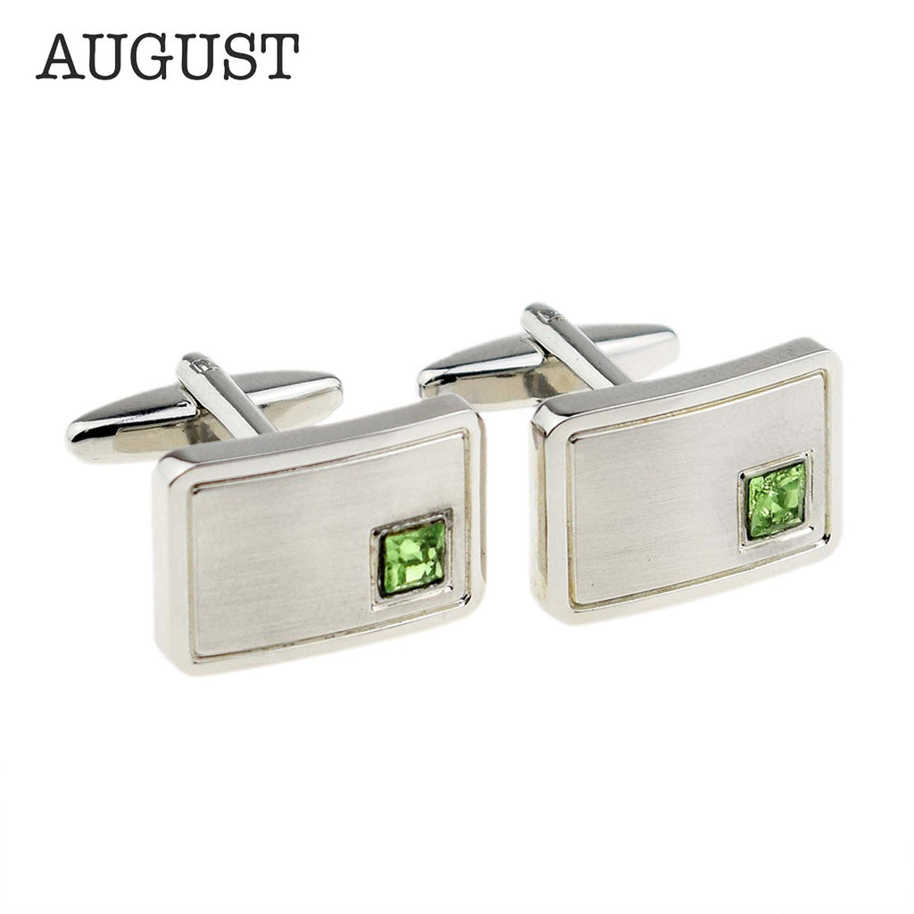 Personalised Rhodium Plated Birthstone Crystal Cufflinks