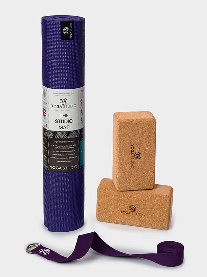 Starter Cork Yoga Set with Mat Blocks and Strap