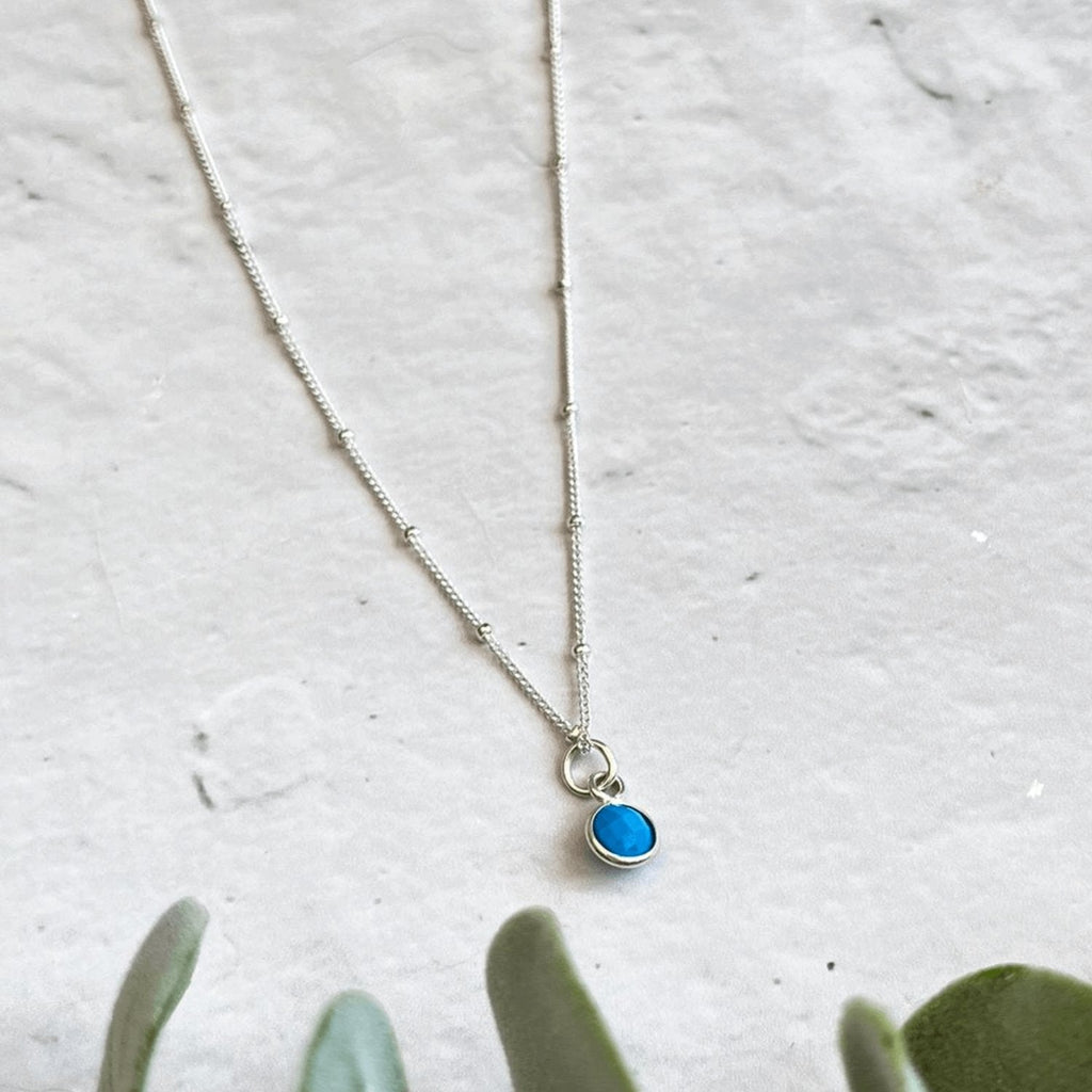 Turquoise December Birthstone Necklace in Sterling Silver
