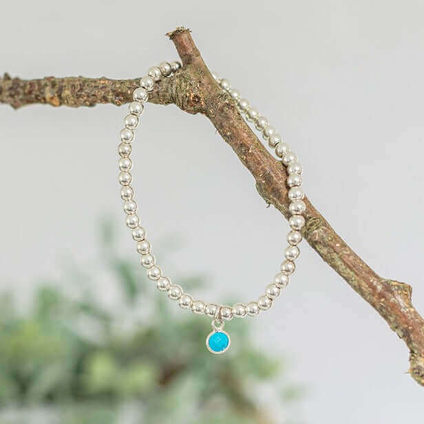 Turquoise December Birthstone Bracelet in Sterling Silver