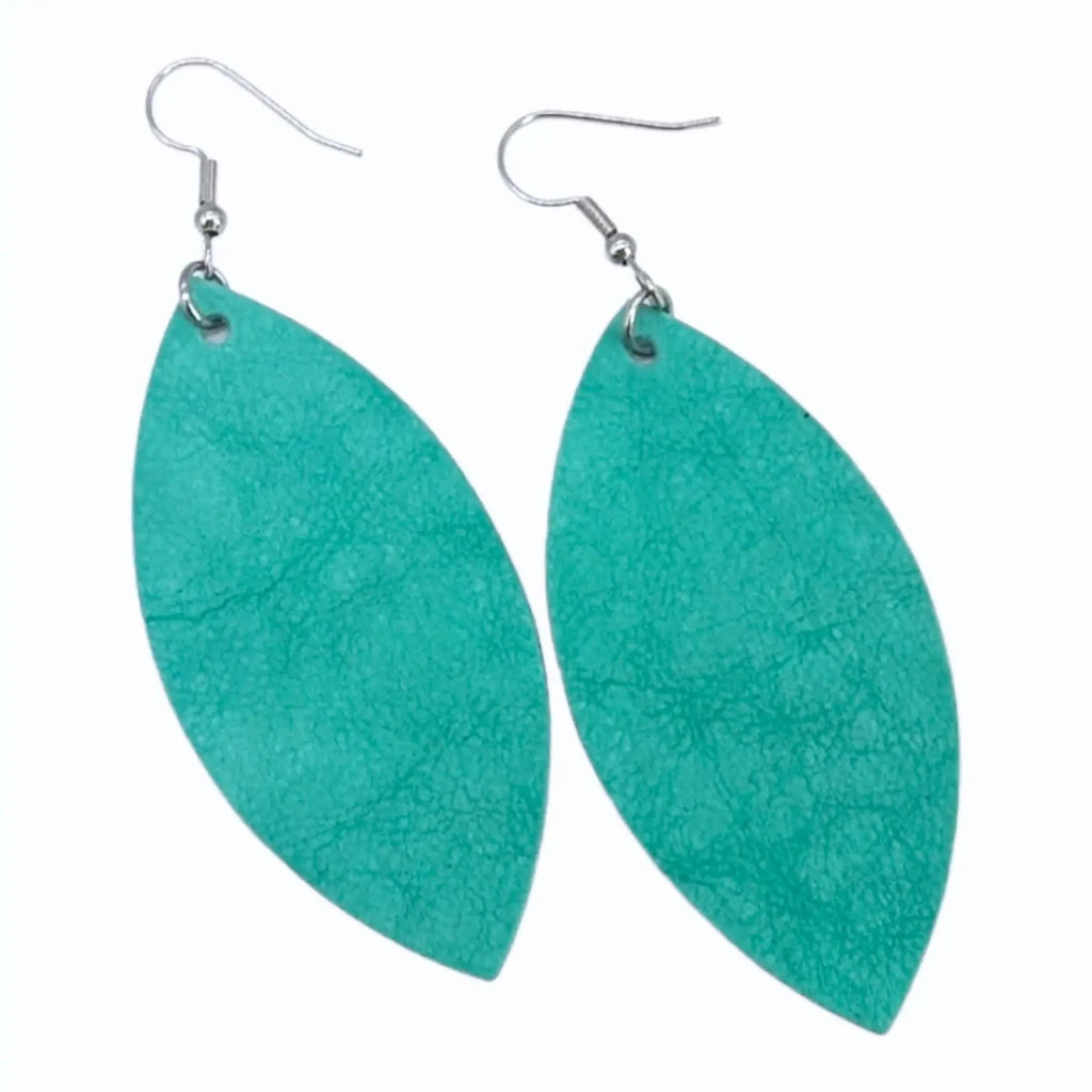 Turquoise Plant Paper Leaf Earrings