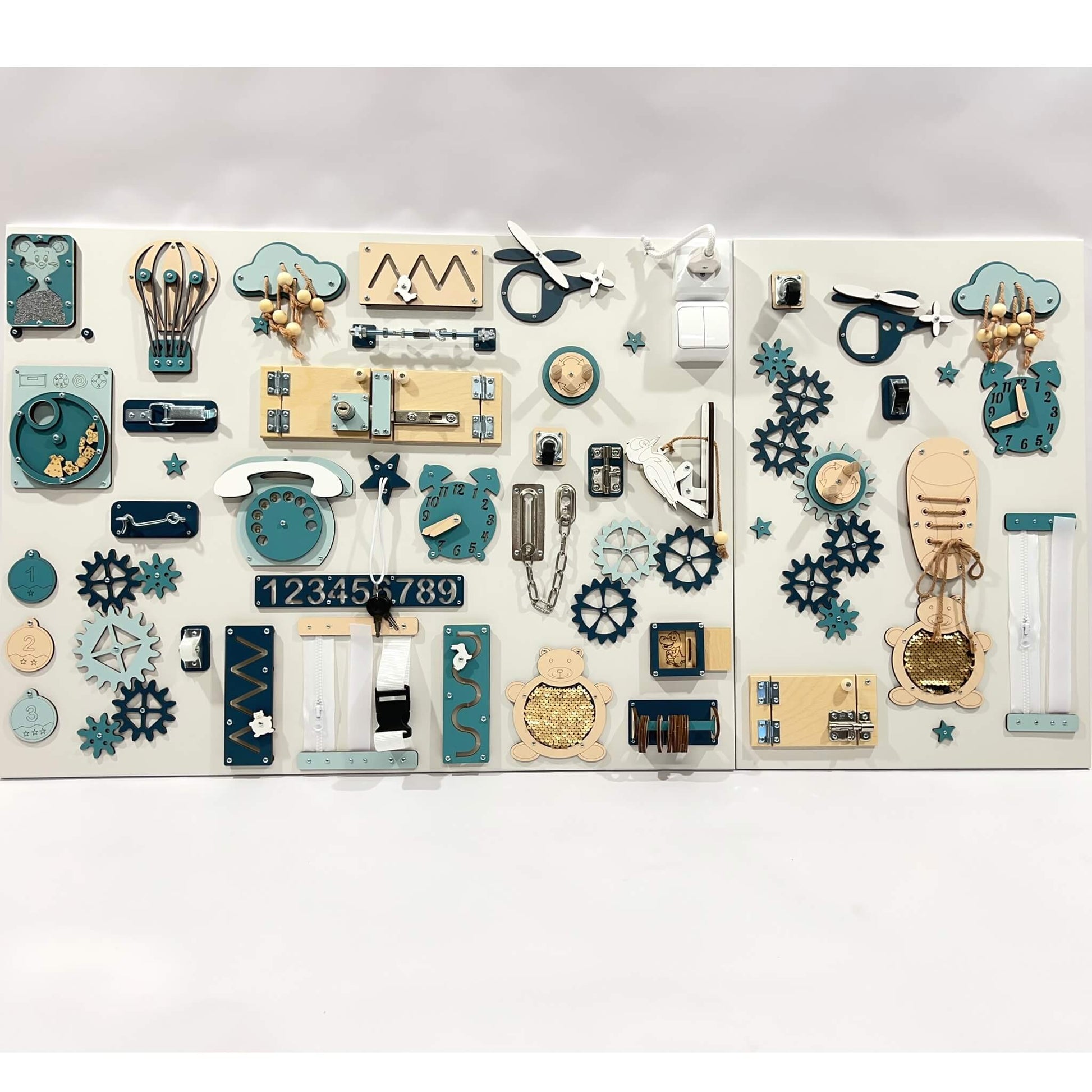 Two-piece wall activity panel (60×80 + 60×39 cm)