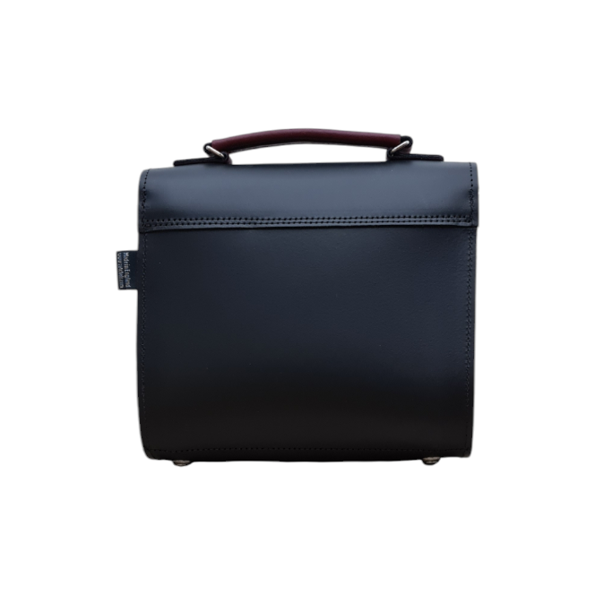 Handmade Leather Two Tone Sugarcube Handbag Black Oxblood