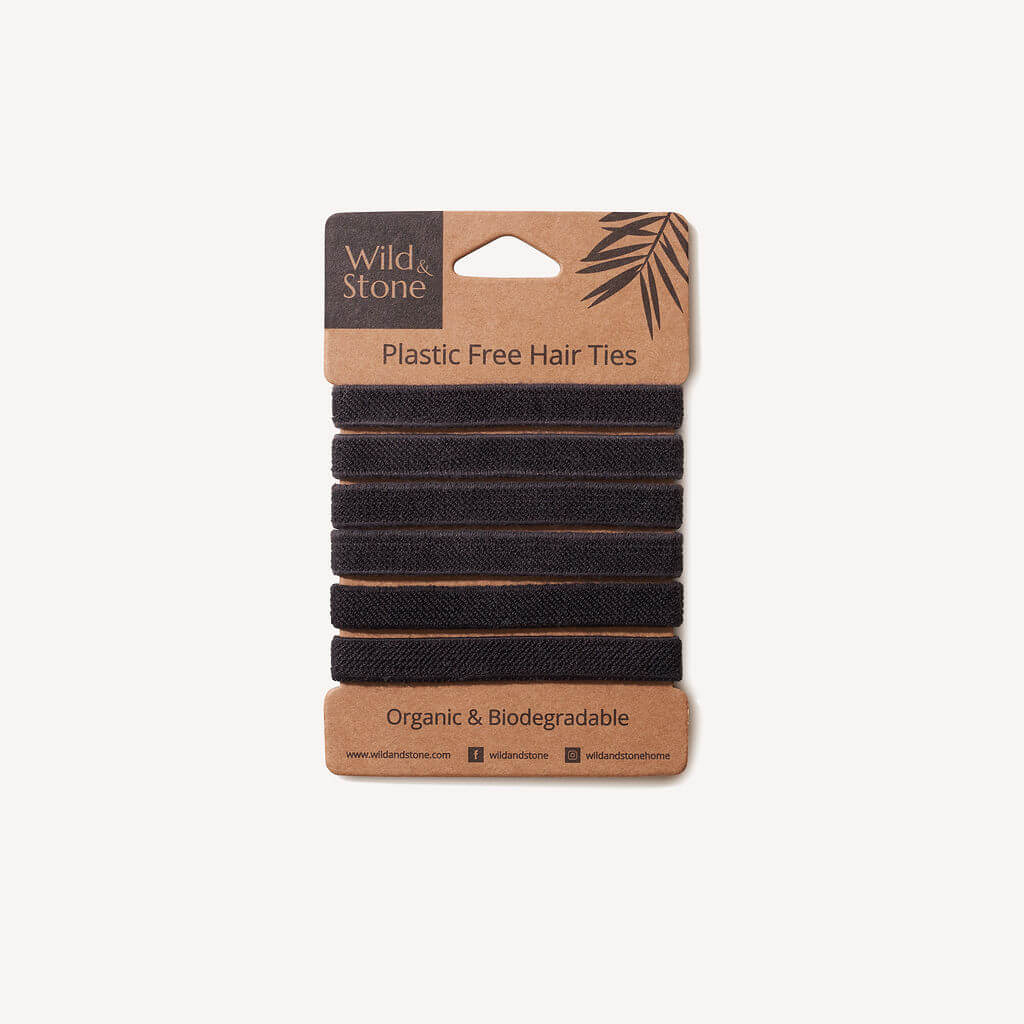 Organic Cotton Hair Ties Black 6 Pack