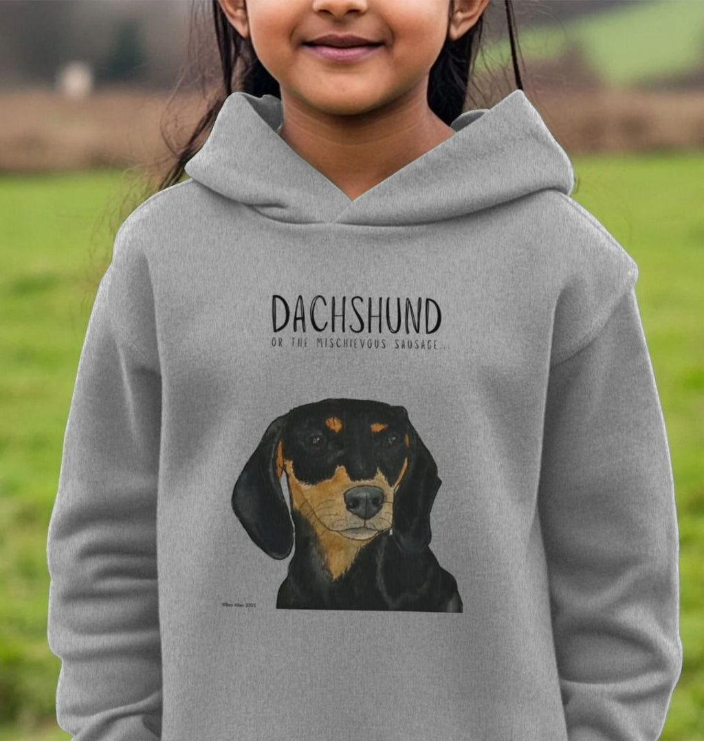 Mischievous Black and Tan Sausage Hoodie for Kids