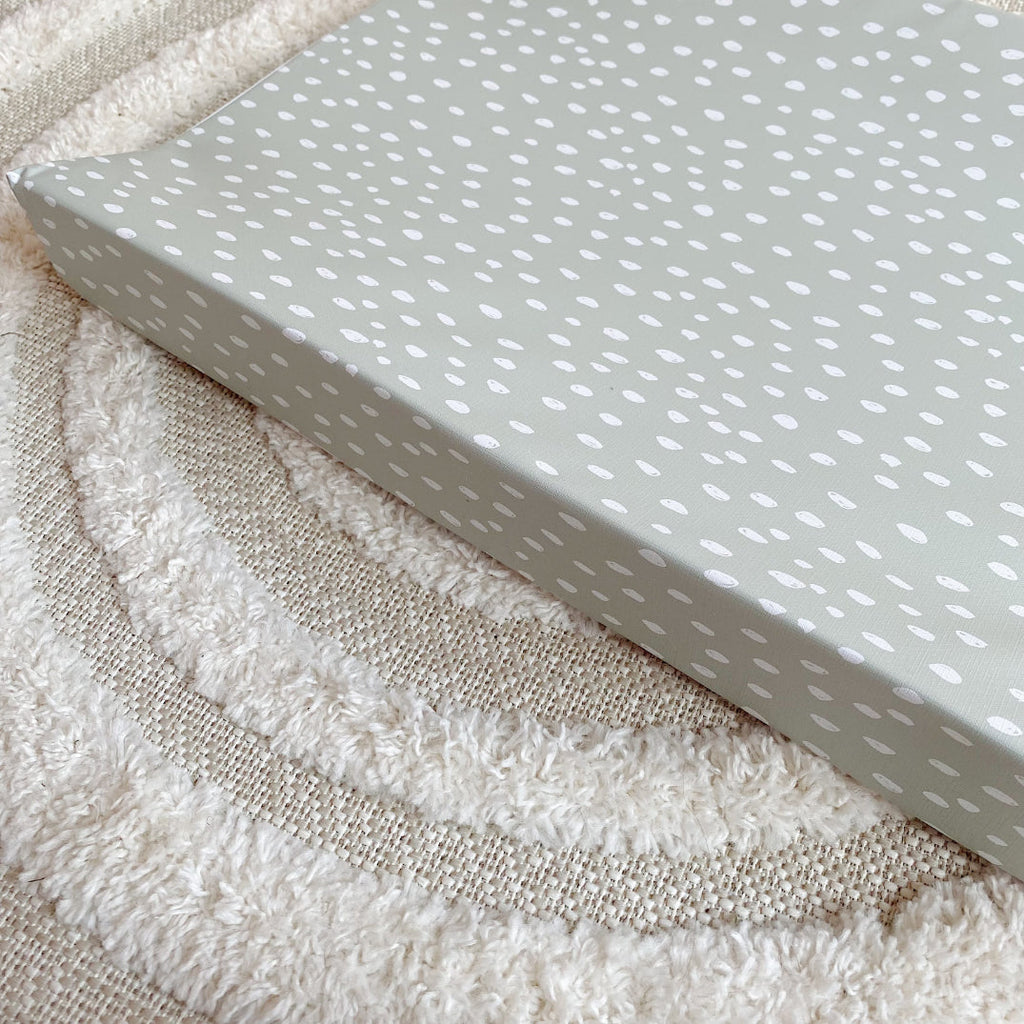 Anti-Roll Wedge Changing Mat - Sage Green Spotty Print