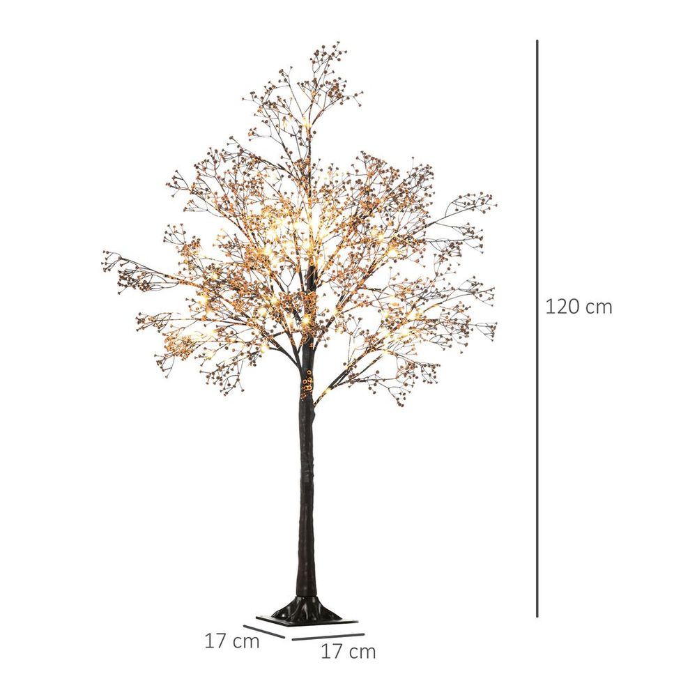 4ft Artificial LED Light Tree with Warm White Lights and Baby Breath Flowers