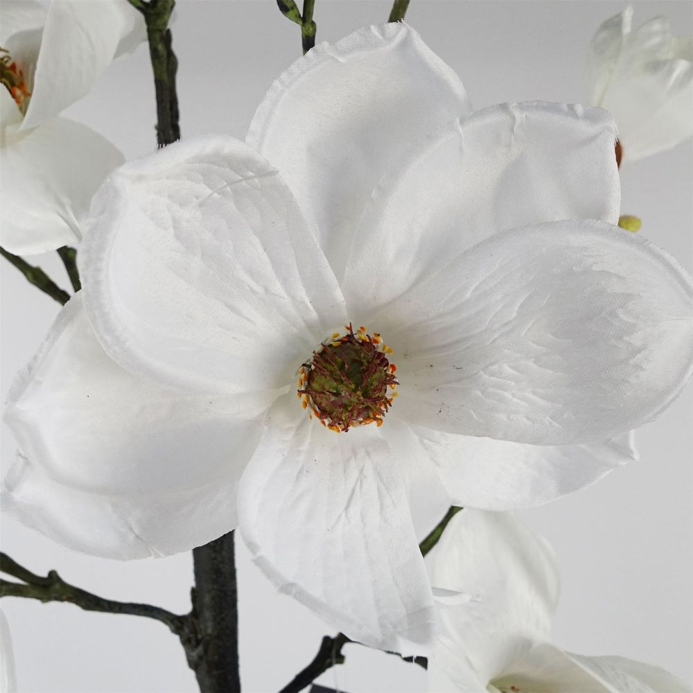 110cm Magnolia Artificial Tree in White Pot with Silk Flowers
