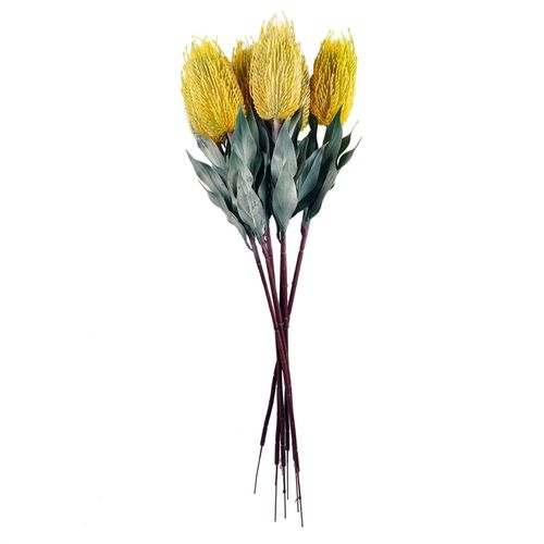 Pack of 6 Yellow Banksia Flower Stems 75cm Artificial