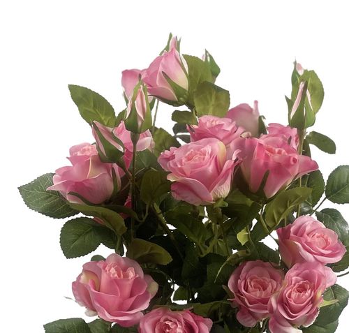 60cm Rose Bush Premium Pink Silk Flowers