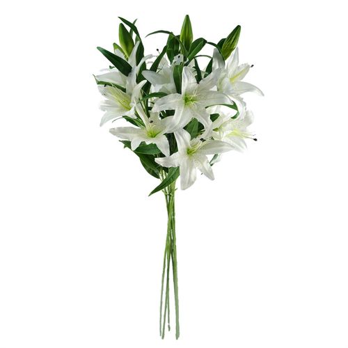 Pack of 6 White Lily Artificial Flower Stems 100cm