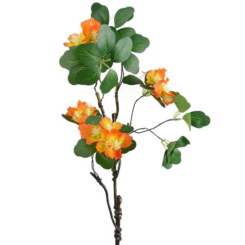 60cm Orange Flower Foliage Spray with Silk Leaves