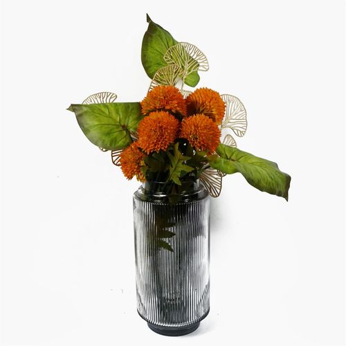 70cm Large Ball Dahlia Artificial Flower Stem in Yellow