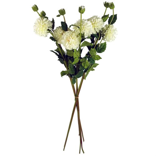 75cm Cream Dahlia Pompom Artificial Flower Stem