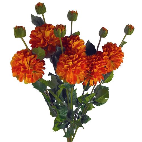 75cm Orange Dahlia Pompom Artificial Flower Stem