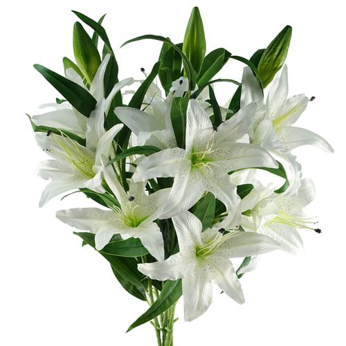 Pack of 6 White Lily Artificial Flower Stems 100cm