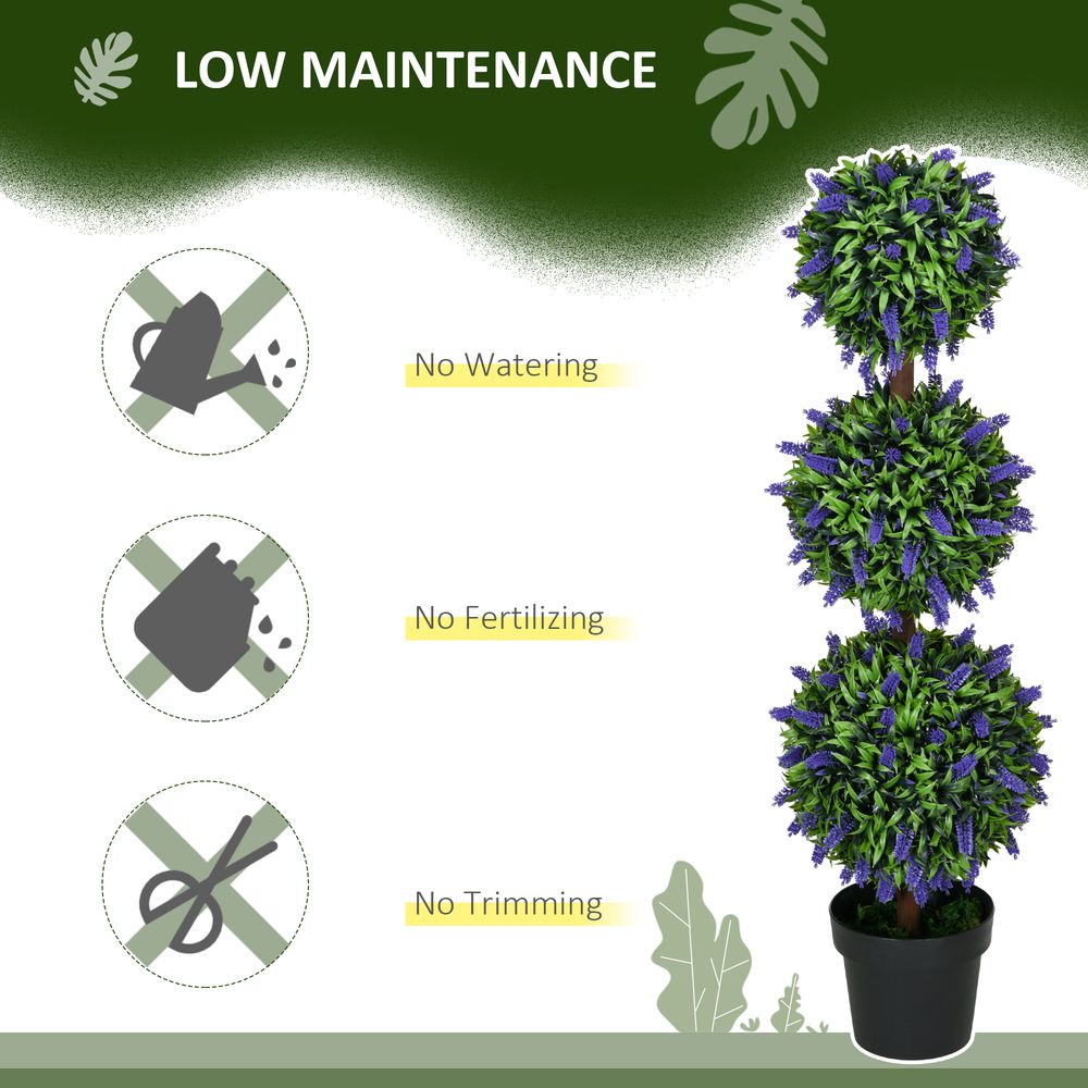 Set of 2 Potted Artificial Plants with Lavender Flowers 110cm