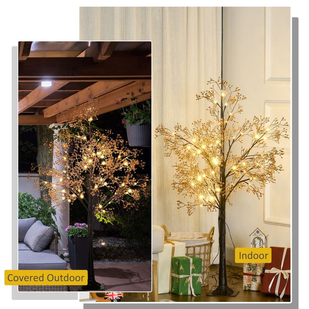 4ft Artificial LED Light Tree with Warm White Lights and Baby Breath Flowers