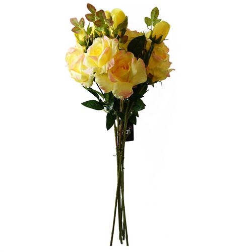 80cm Artificial Yellow Rose Stem with 3 Blooms