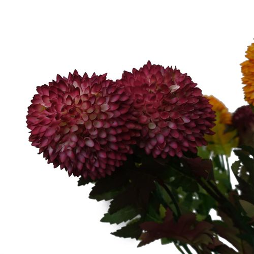 Pack of 6 Large Ball Dahlia Artificial Flower Stems in Pink 70cm
