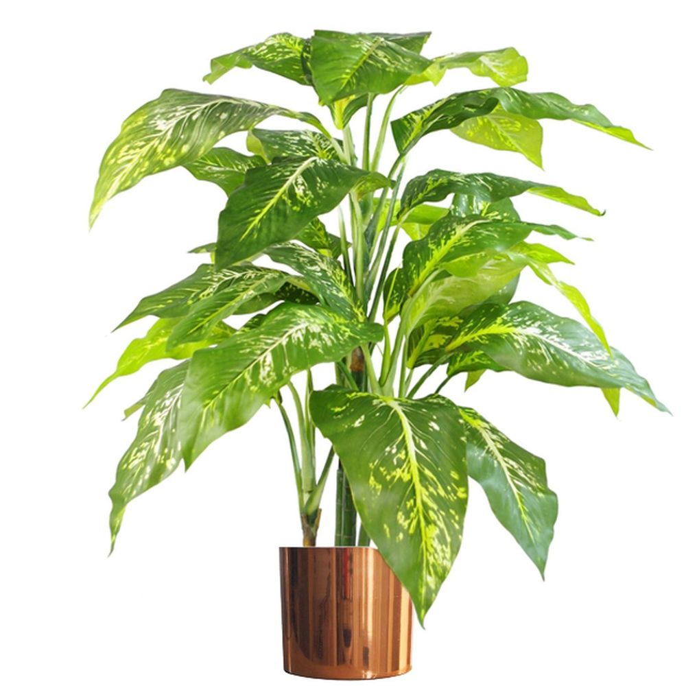 100cm Large Fox's Aglaonema Artificial Plant with Copper Metal Planter