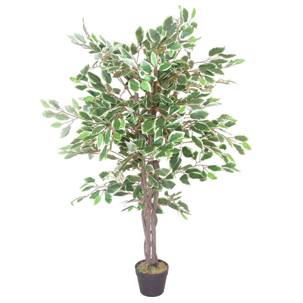 130cm Lifelike White Edge Ficus Artificial Plant Tree