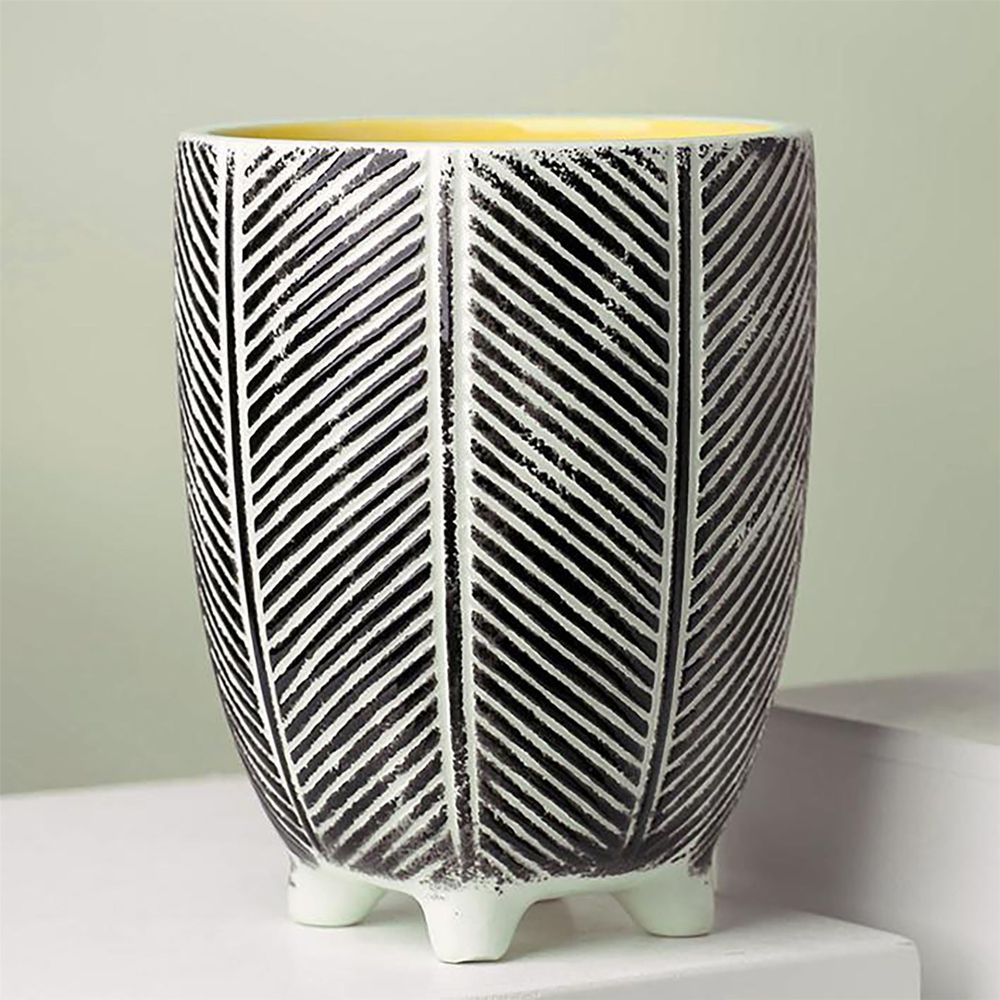 Ceramic Plant Pot with Leaf Design - Multiple Sizes and Colours
