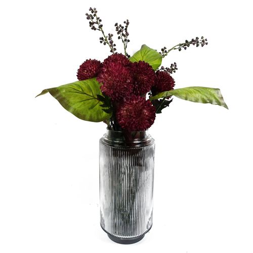 Pack of 6 Large Ball Dahlia Artificial Flower Stems in Pink 70cm