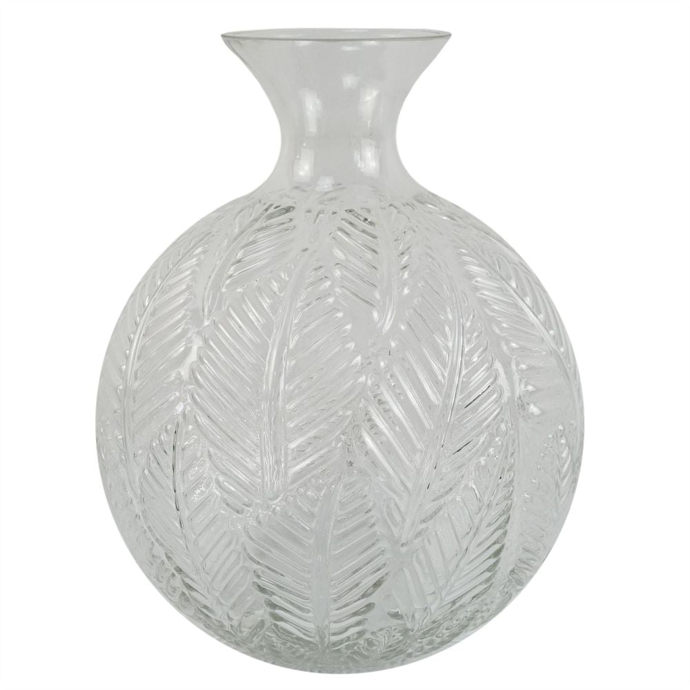 Clear Glass Fern Print Bottle Vase 26cm