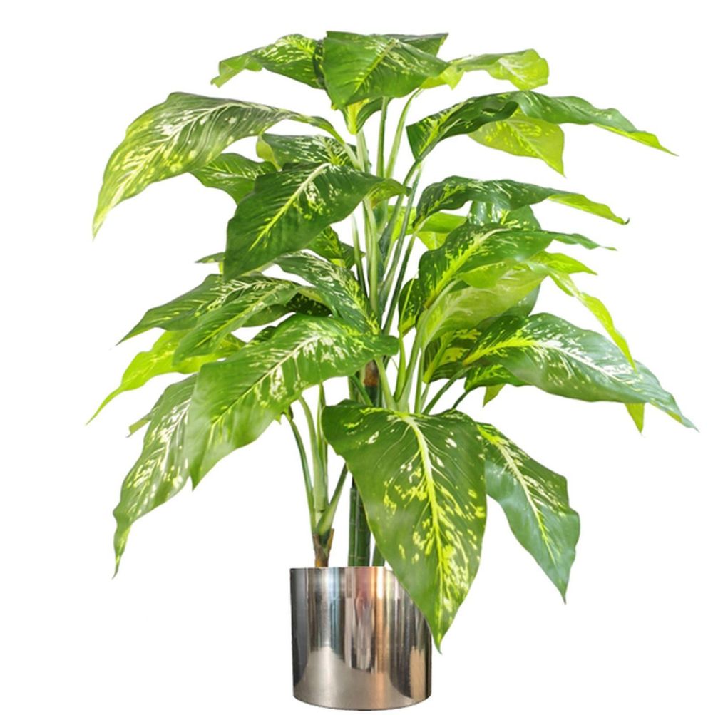 100cm Large Fox's Aglaonema Artificial Tree with Silver Metal Planter