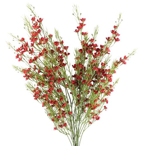 Pack of 6 Red Artificial Foliage Stems with Small Flowers 100cm