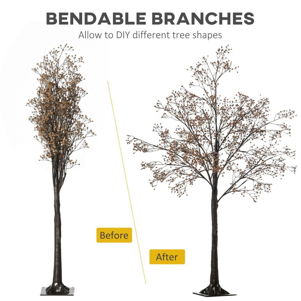 4ft Artificial LED Light Tree with Warm White Lights and Baby Breath Flowers