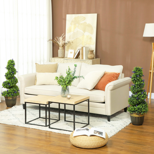 Set of 2 Spiral Boxwood and Lavender Artificial Plants 90cm