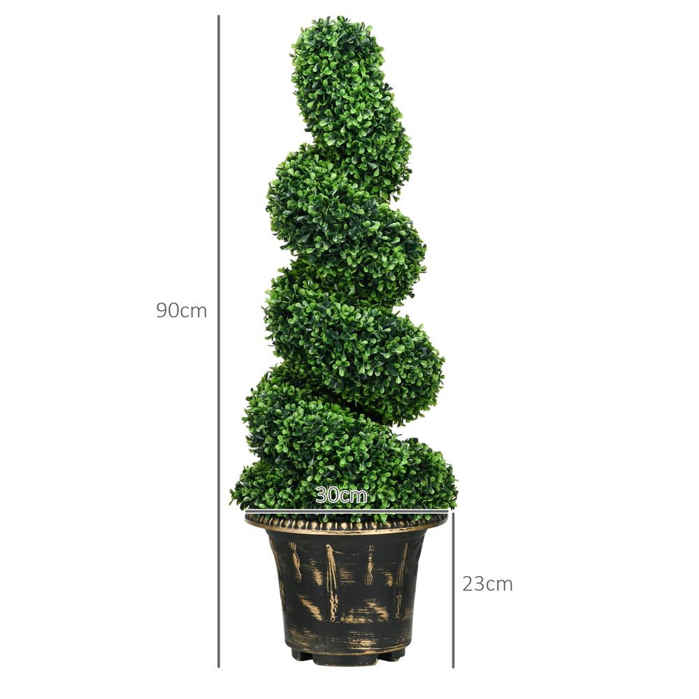 Set of 2 Spiral Boxwood Topiary Trees 90cm Potted Plants