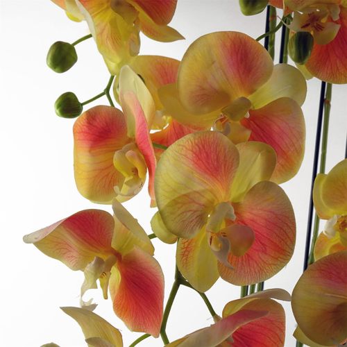 110cm Large Yellow Peach Orchid Plant Artificial with 41 Real Touch Flowers