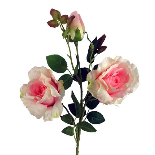 80cm Artificial Pink Rose Stem with 3 Flowers